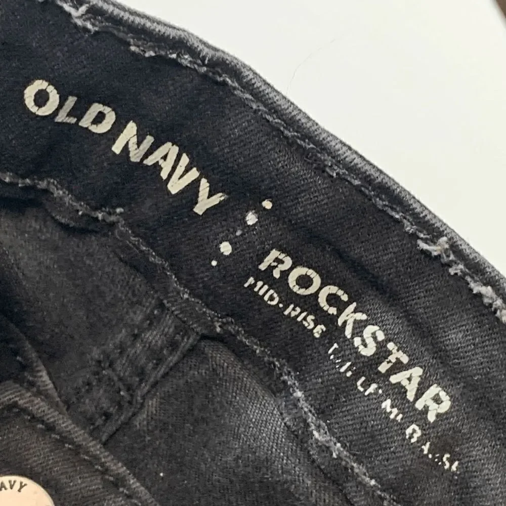 Old Navy Women's Jeans Rockstar Skinny Mid-Rise Slim Fit Black Dark Wash Size 4R